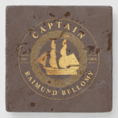 Goud Zeilschip Stenen Onderzetter (Voorkant)