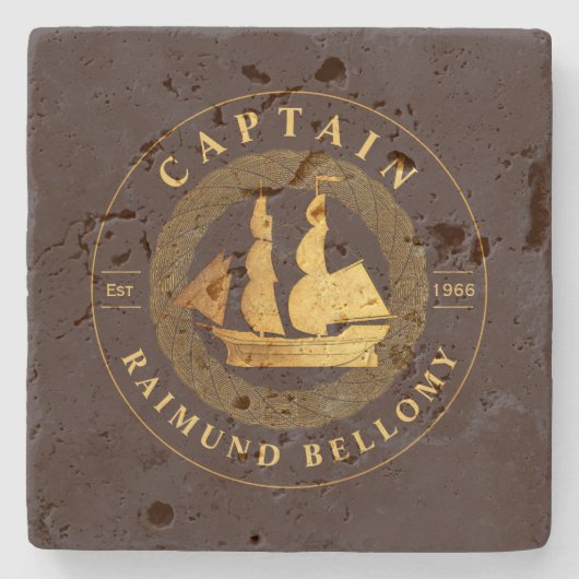 Goud Zeilschip Stenen Onderzetter (Voorkant)