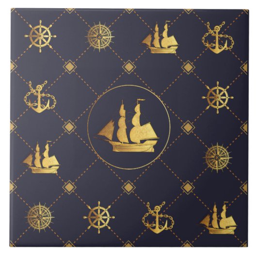 Goud Zeilschip Tegeltje (Voorkant)