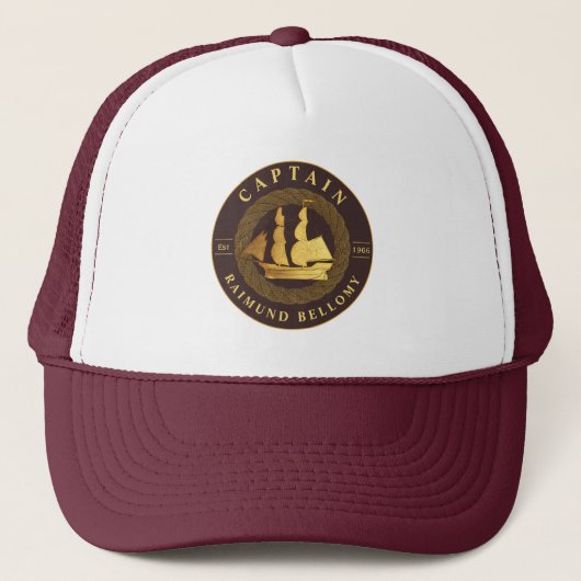 Goud Zeilschip Trucker Pet (Voorkant)
