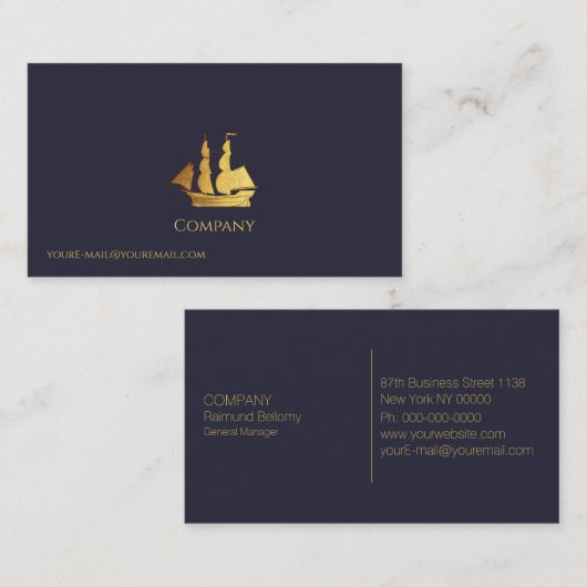 Goud Zeilschip Visitekaartje (Voorkant / Achterkant)