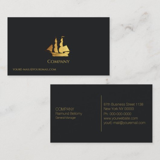 Goud Zeilschip Visitekaartje (Voorkant / Achterkant)