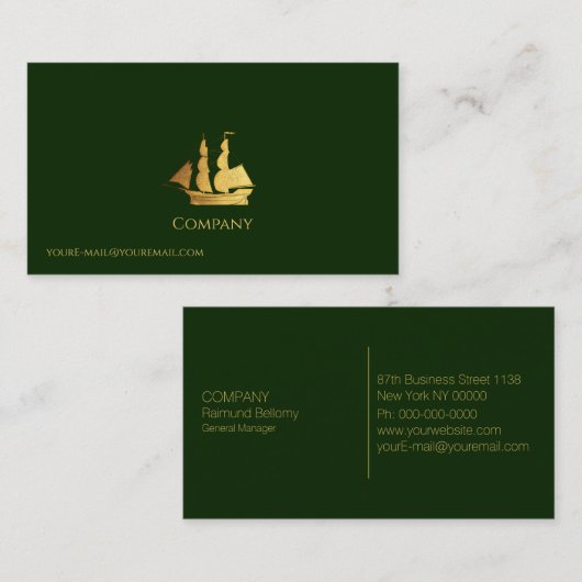 Goud Zeilschip Visitekaartje (Voorkant / Achterkant)