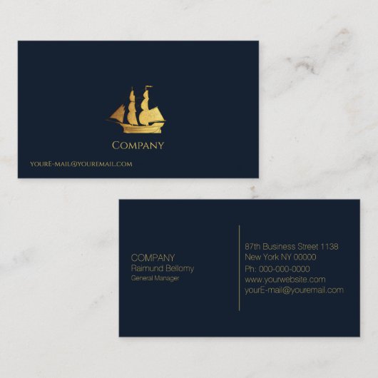 Goud Zeilschip Visitekaartje (Voorkant / Achterkant)