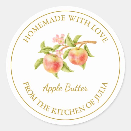 Goud Zelfgemaakt Apple Butter Label | Wit (Voorkant)