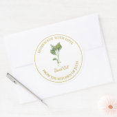 Goud Zelfgemaakt Basilicum Olielabel | Wit Ronde Sticker (Envelop)
