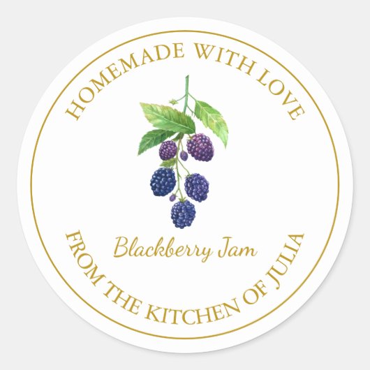 Goud Zelfgemaakt BlackBerry Jam Label | Wit (Voorkant)