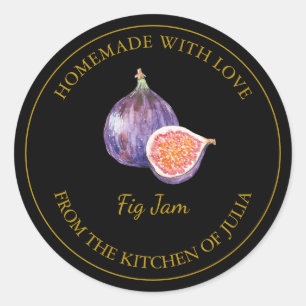Goud Zelfgemaakt Fig Jam Label   Zwart