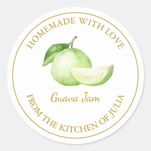 Goud Zelfgemaakt Guava Jam Label | Wit (Voorkant)