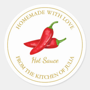 Goud Zelfgemaakt Hot Sauce Label   Wit