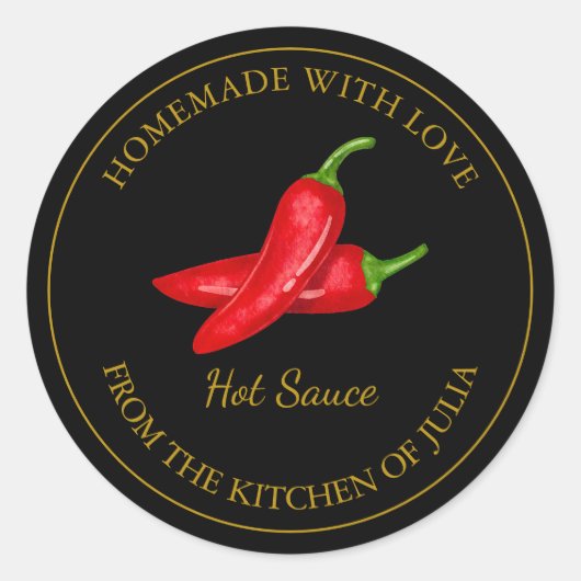 Goud Zelfgemaakt Hot Sauce Label | Zwart (Voorkant)