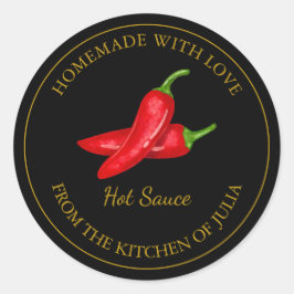 Goud Zelfgemaakt Hot Sauce Label | Zwart