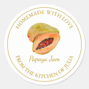 Goud Zelfgemaakt Papaya Jam Label   Wit