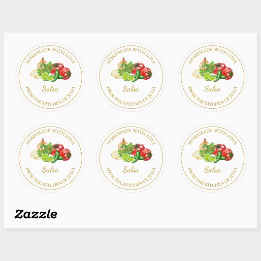 Goud Zelfgemaakt Salsa Label | Wit (Vel)