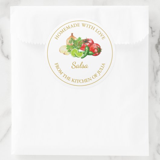 Goud Zelfgemaakt Salsa Label | Wit (Tas)