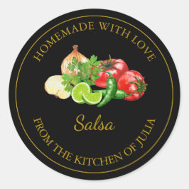 Goud Zelfgemaakt Salsa Label | Zwart