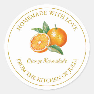 Goud Zelfgemaakt Sinaasappel Marmalade Label Wit