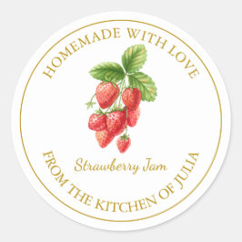 Goud Zelfgemaakt Strawberry Jam Label | Wit