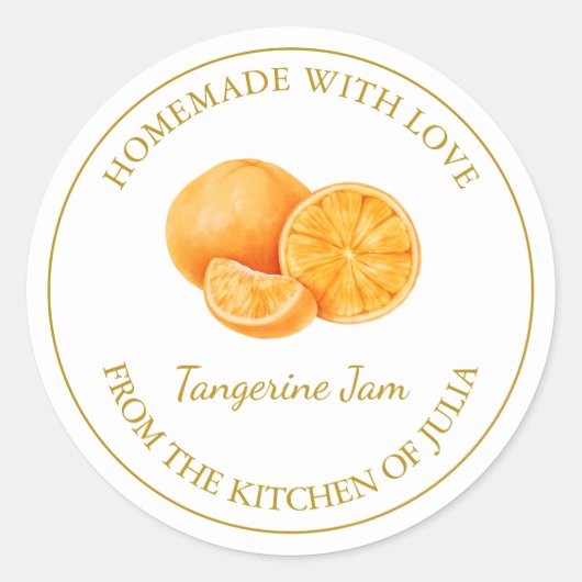 Goud Zelfgemaakt Tangerine Jam Label | Wit (Voorkant)