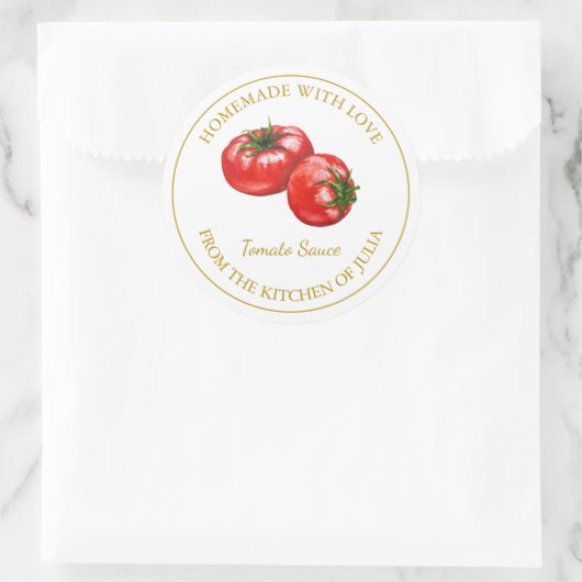 Goud Zelfgemaakt Tomatensaus Label | Wit (Tas)