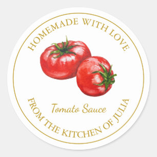 Goud Zelfgemaakt Tomatensaus Label   Wit