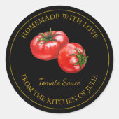 Goud Zelfgemaakt Tomatensaus Label | Zwart (Voorkant)