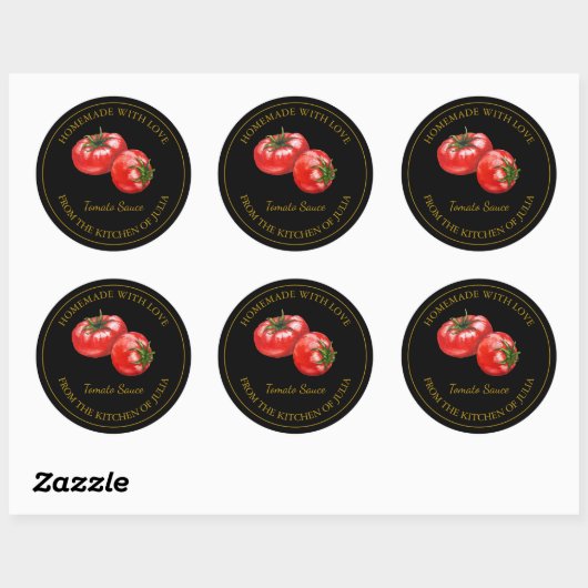 Goud Zelfgemaakt Tomatensaus Label | Zwart (Vel)