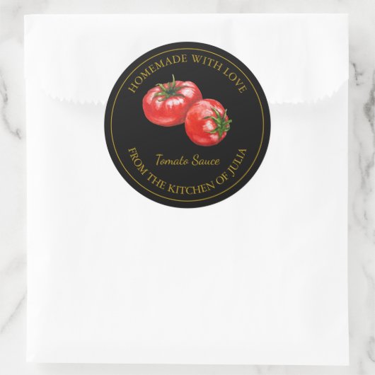 Goud Zelfgemaakt Tomatensaus Label | Zwart (Tas)