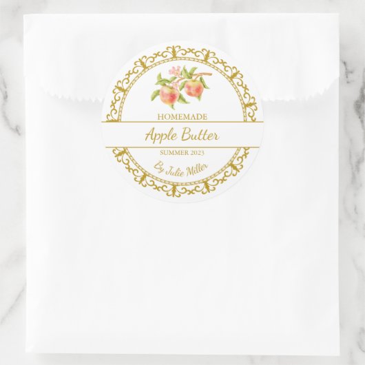  Goud Zelfgemaakte Apple Butter Label (Tas)