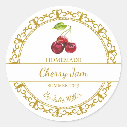  Goud Zelfgemaakte Cherry Jam Label (Voorkant)