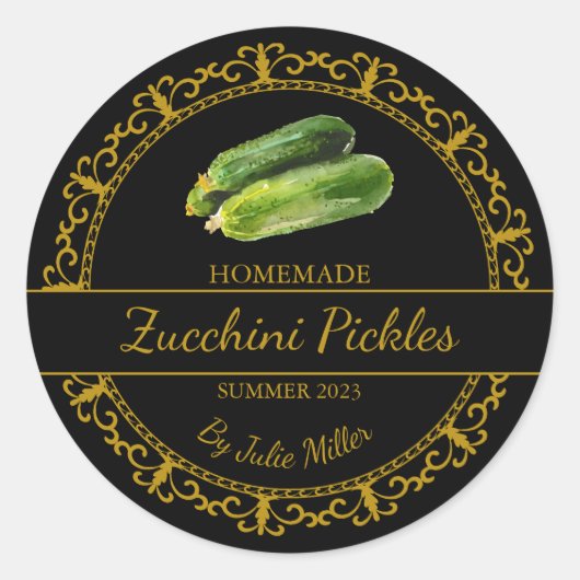  goud zelfgemaakte courgette augurken label (Voorkant)