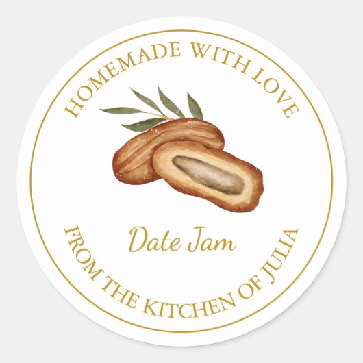 Goud Zelfgemaakte Datum Jam Label | Wit (Voorkant)