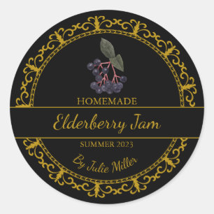 Goud Zelfgemaakte Elderberry Jam Label
