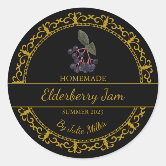  Goud Zelfgemaakte Elderberry Jam Label (Voorkant)