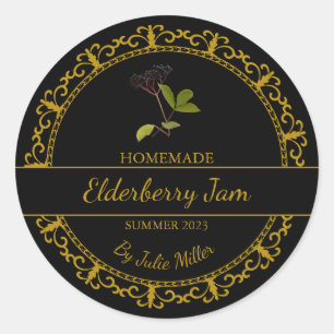 Goud Zelfgemaakte Elderberry Jam Label