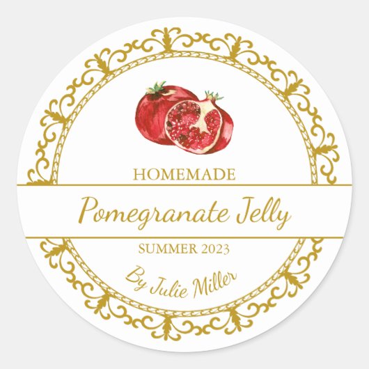  Goud Zelfgemaakte Granaatappel Jelly Label (Voorkant)
