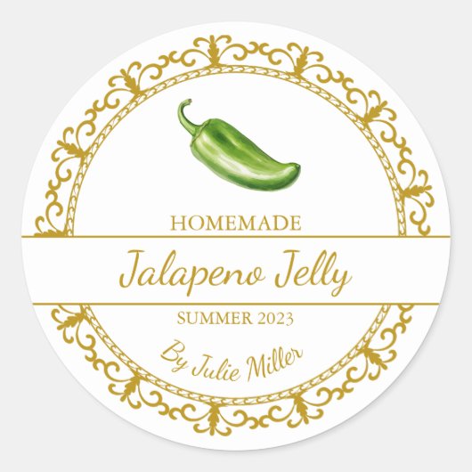  Goud Zelfgemaakte Jalapeno Jelly Label (Voorkant)