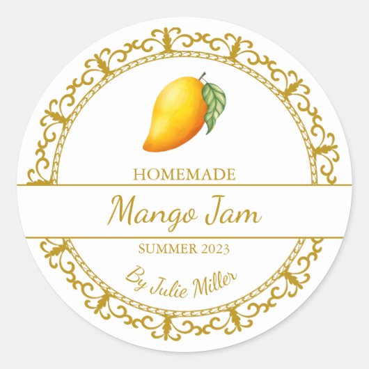 Goud Zelfgemaakte Mango Jam Label (Voorkant)