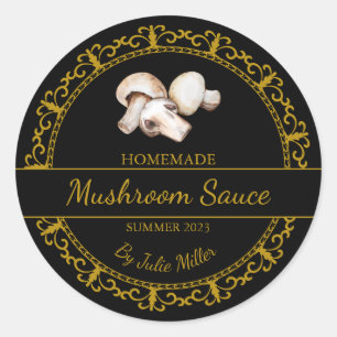  Goud Zelfgemaakte Mushroom Sauce Label   Zwart