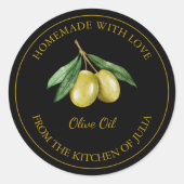 Goud Zelfgemaakte Olijfolie Label | Zwart (Voorkant)