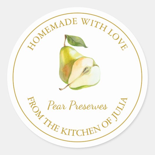 Goud Zelfgemaakte peer conserven Label | Wit (Voorkant)