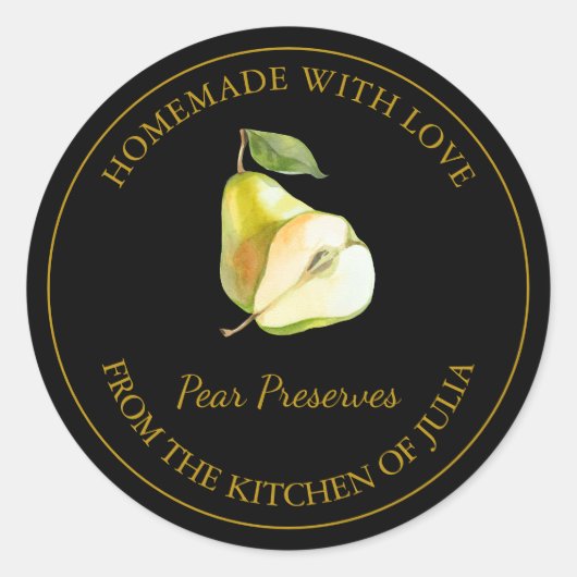 Goud Zelfgemaakte peer conserven Label | Zwart (Voorkant)