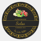 Goud Zelfgemaakte Salsa Label | Zwart (Voorkant)