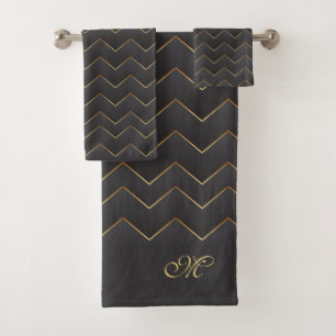 Goud Zig Zag Chevron Patroon Bad Handdoek
