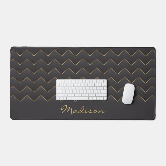 Goud Zig Zag Chevron Patroon Bureaumat (Keyboard & Muis)