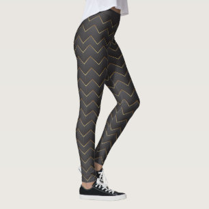 Goud Zig Zag Chevron Patroon Leggings