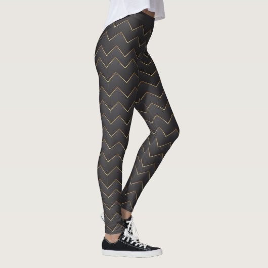Goud Zig Zag Chevron Patroon Leggings (Rechts)