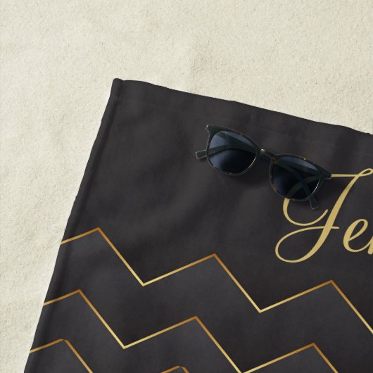 Goud Zig Zag Chevron Patroon Strandlaken (In situ)