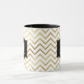 Goud Zig Zags Monogram Gepersonaliseerd Mok (Midden)