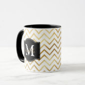 Goud Zig Zags Monogram Gepersonaliseerd Mok (Voorkant links)